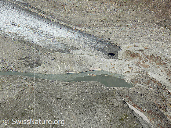 Foto: Gletscherzunge und Gletschersee (Proglazialer See) des Witenwasserengletschers.