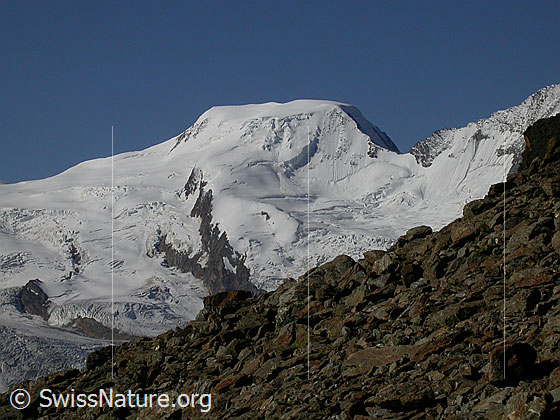 Foto: Alphubel von NE (Aufstieg Jegihorn)
Davor der Feegletscher.