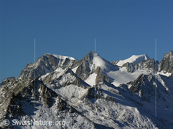 Foto: Blick vom Sidelhorn zum Gross Sidelhorn, Vorder Galmihorn, Hinteres Galmihorn und Gross Wannenhorn.
