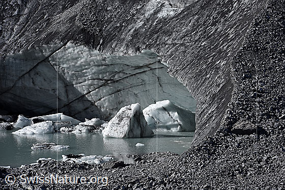 Foto: Eisschollen auf Gletschersee.
