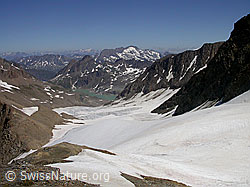 F012548: Strahlgrätpass: Hohsandgletscher und Lago del Sabbione