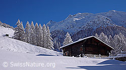 F044183: Haus in schneebedeckter Berglandschaft