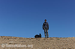 F078396: Alpinwanderin bei der Rast auf einem Grat